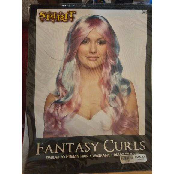 Fantasy Curl Wig (Pink and blue) - Picture 1 of 1